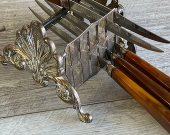 Vintage Silver Plated Knife Holder - Fancy Table Decor