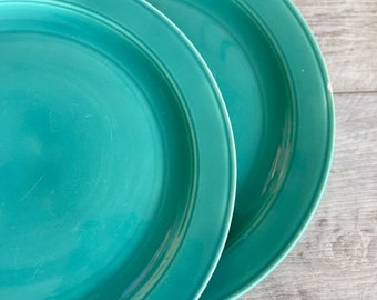 Vintage Early California Vernonware 1930s -Aqua Blue Green Dinner Plates - 8 5/8ths