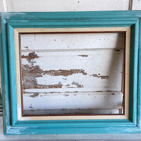 Vintage Frame Rectangular Wooden 16 x 20  inches - Painted Turquoise