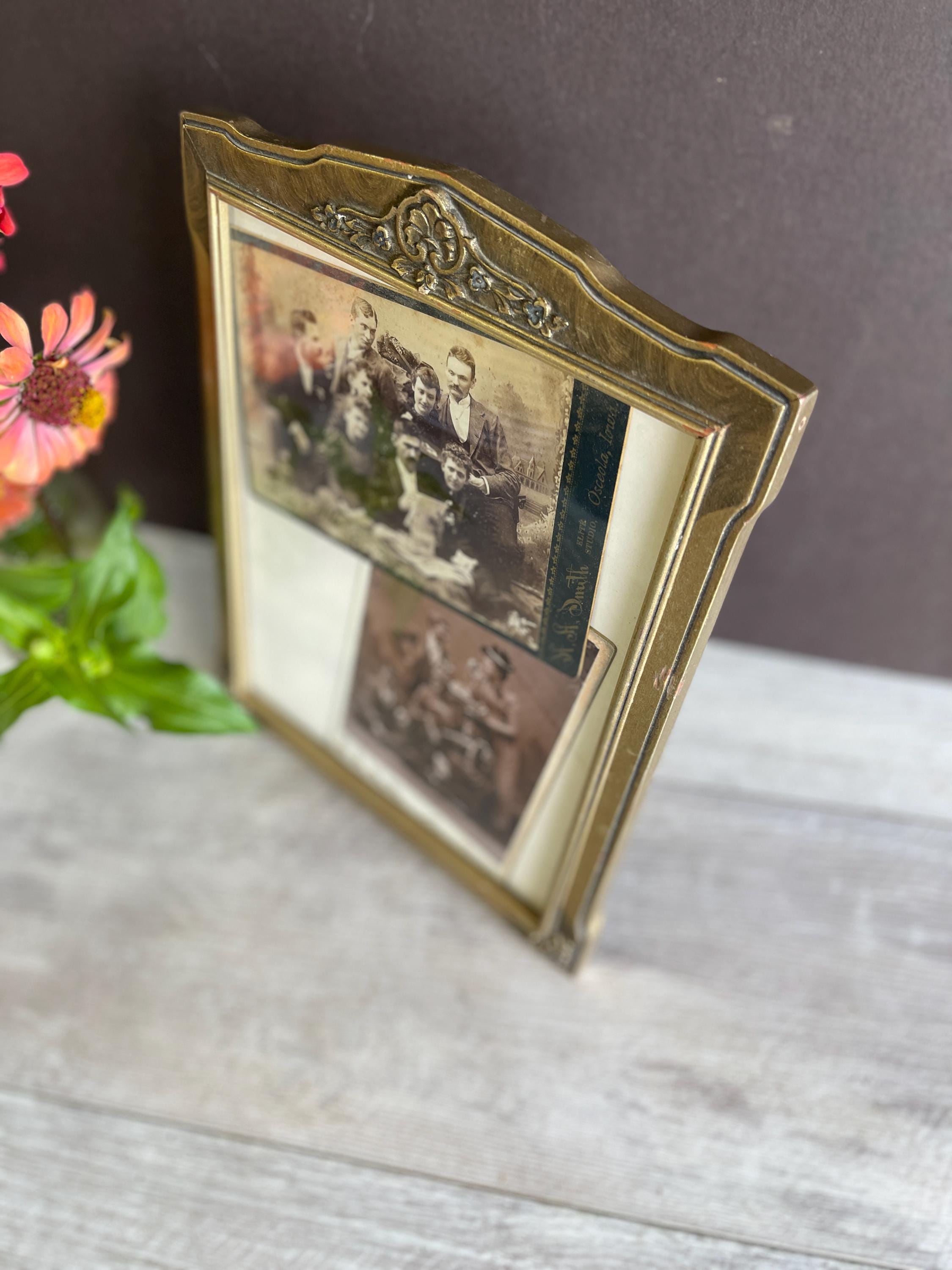 Vintage Frame Art Deco 1920s Gold Carved 8 x 10  - With Antique photos