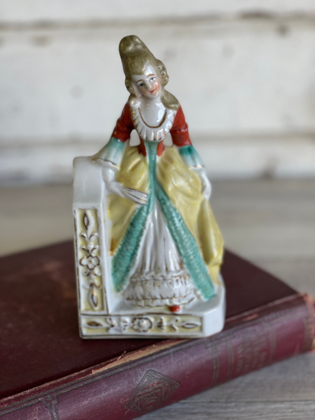 Vintage Bookend French Colonial Ceramic Figural Book End Made Etsy