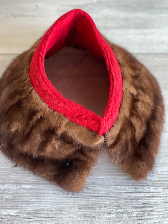 Vintage Mink Fur Collar Detached Handmade Brown and Red Collar Only Etsy Mexico