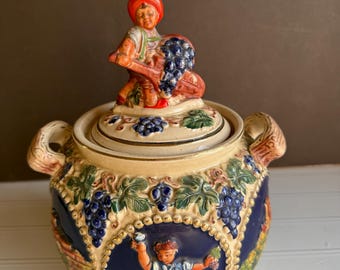 USED ホーロー容器 (BISCUITS) Vintage German Biscuit Jar/cookie Jar - Handgemalt Gertz Hand
