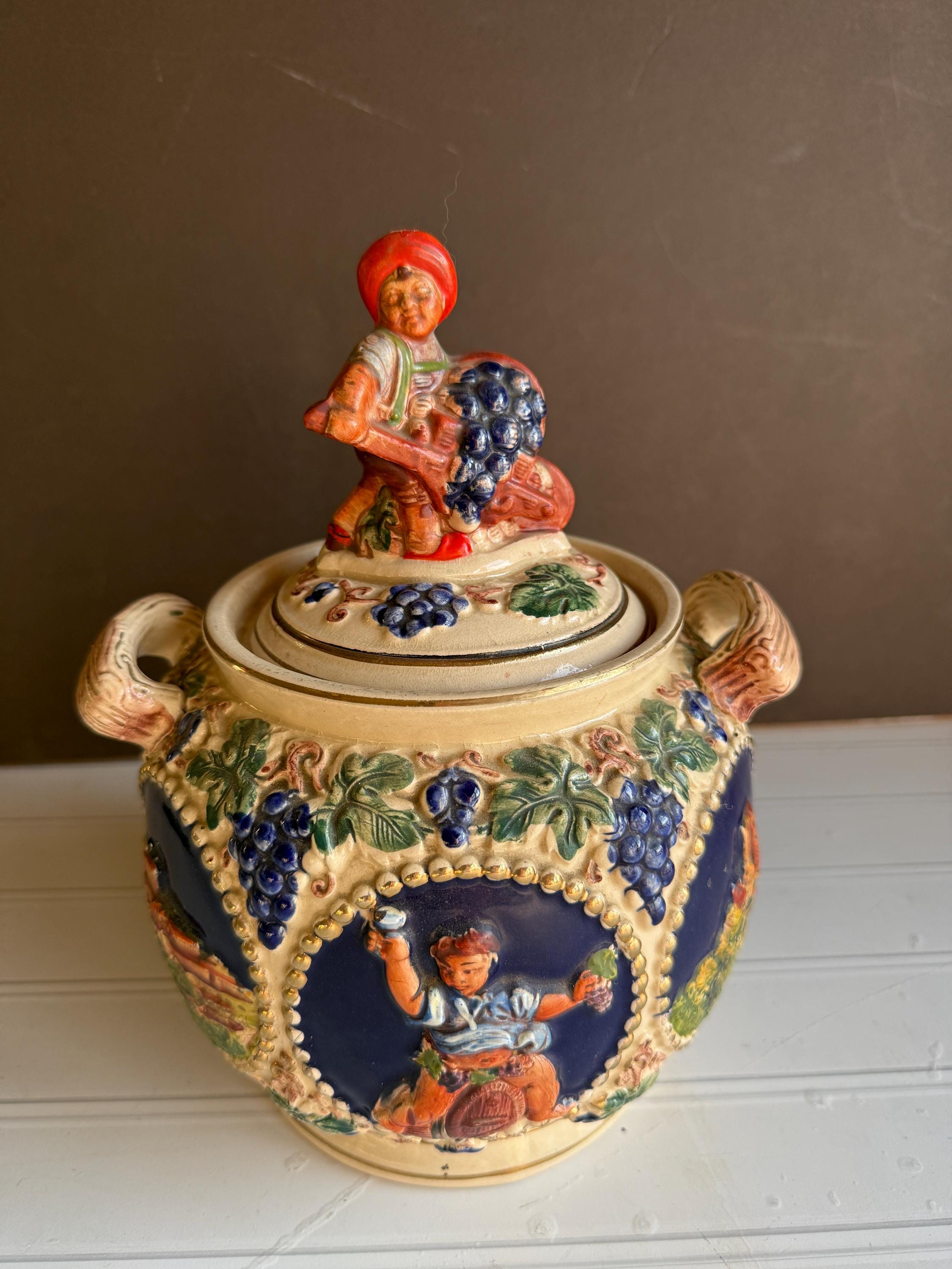 USED ホーロー容器 (BISCUITS) Vintage German Biscuit Jar/cookie Jar - Handgemalt Gertz Hand