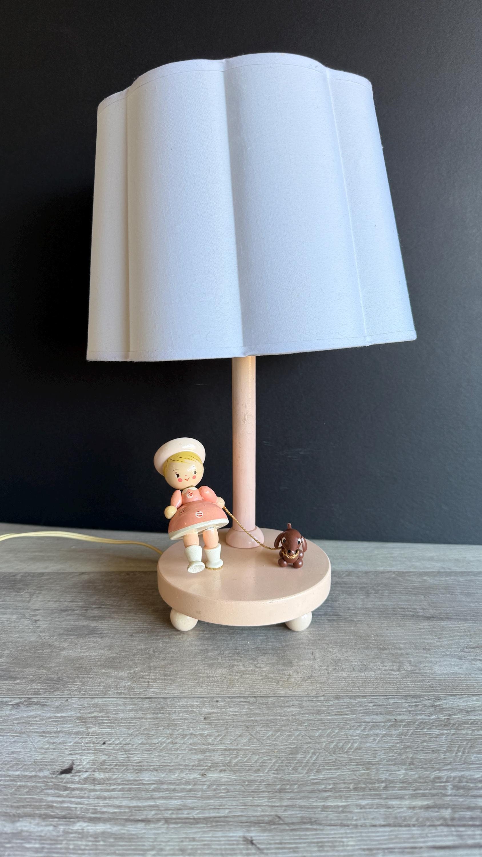 RUSS社 Little Miracles 陶器 ルームライト ヴィンテージ Vintage Lamp - Nursery Plastics IRMI Little Girl With Her Doxie