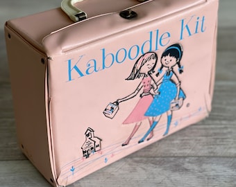 Vintage Kaboodle Kit - Pink Vinyl Doll Clothes Case c. 1960s
