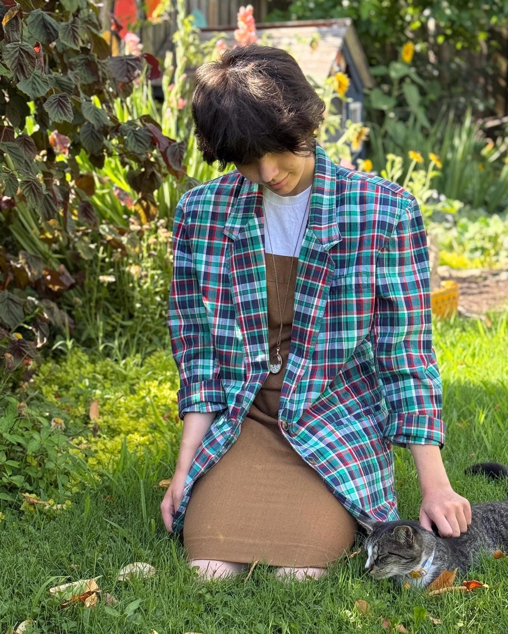 アウターその他 Madras blazer with belt and removable scarf Rugged Madras Blazer - The J. Peterman Company