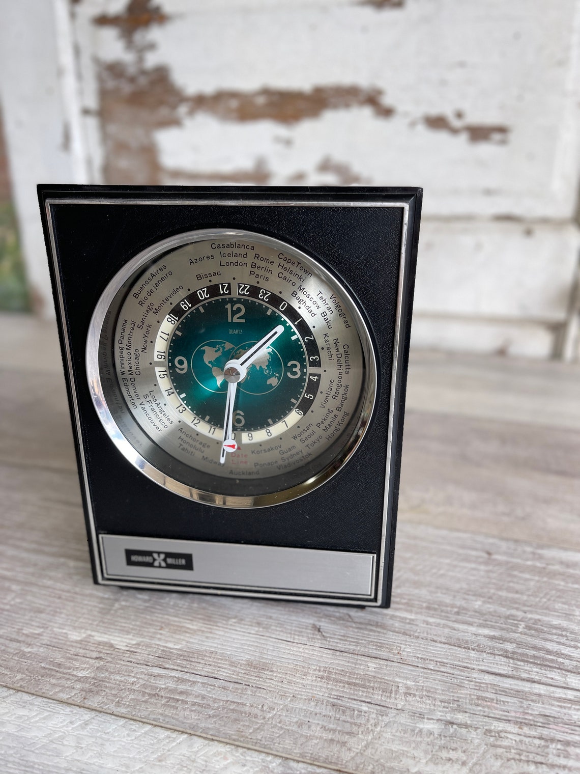 Vintage Howard Miller World Time Clock 1960s Super Cool Time Etsy