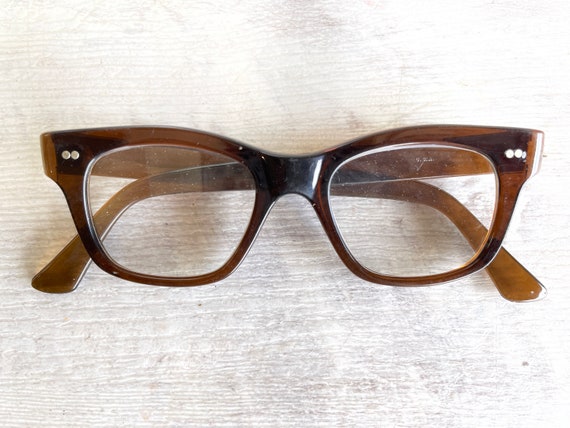 Vintage Poco EyeGlasses Brown 1950s Safety Prescr… - image 1