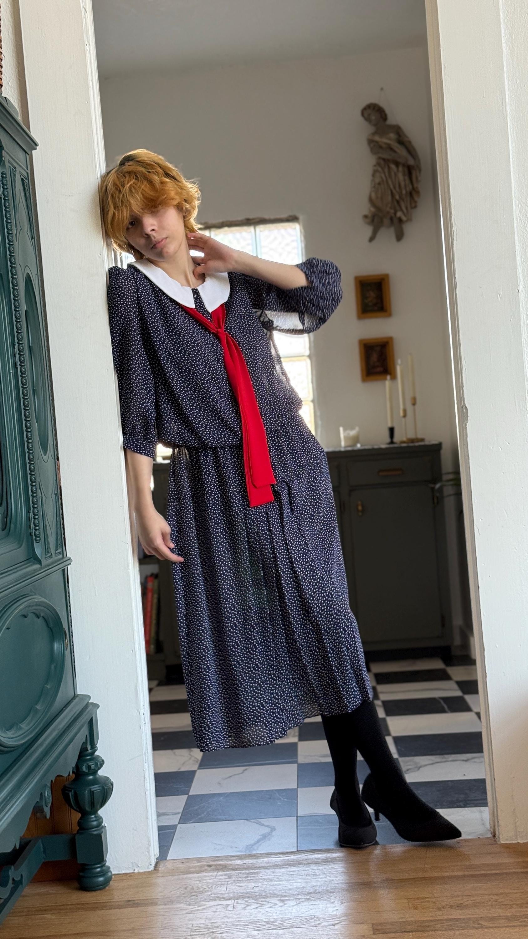 drop waist sailor dress Laura Ashley vintage white sailor dress – The Frockery main image 0