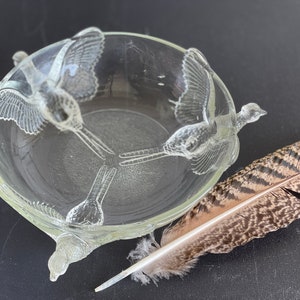 Vintage pheasant glass bowl - Clear Game Bird -Figural - As is