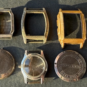 Vintage Watch parts- Art Deco Cases - 1960s Bulova Back Liberty Hinged Case- Swiss Watch Base Corp