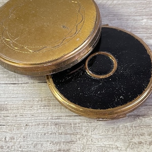 Vintage Compacts - Charles of the Ritz and Stratton Brass Pressed Powder Mirror -Round 1940s