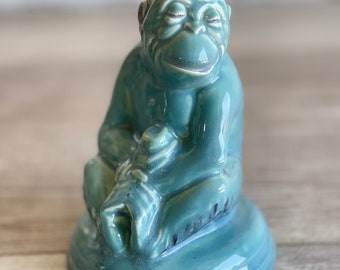 Vintage Beswick Monkey Figurine No. 397: Rare Blue Ceramic Pottery
