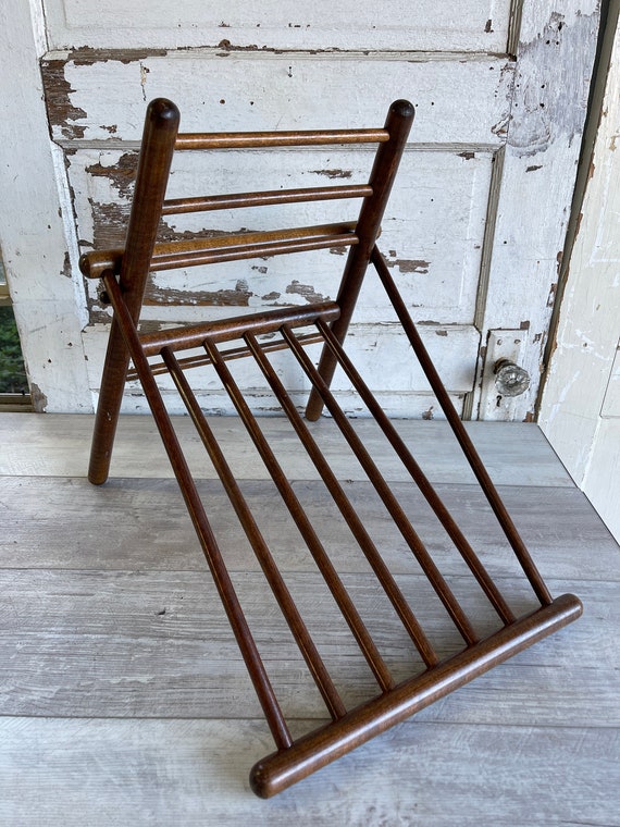 Vintage Gout Stool Folding Wooden Foot Rest Medical Device walnut Portable  