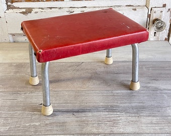 Vintage Step Stool Mid Century Industrial Red Vinyl