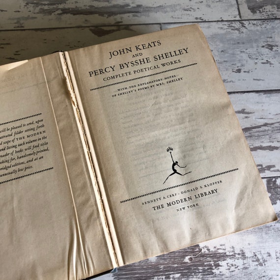 Complete Poetical Works Of Keats And Shelley The Modern Library 1946 H Wolff Hardcover Well Loved Poems - 