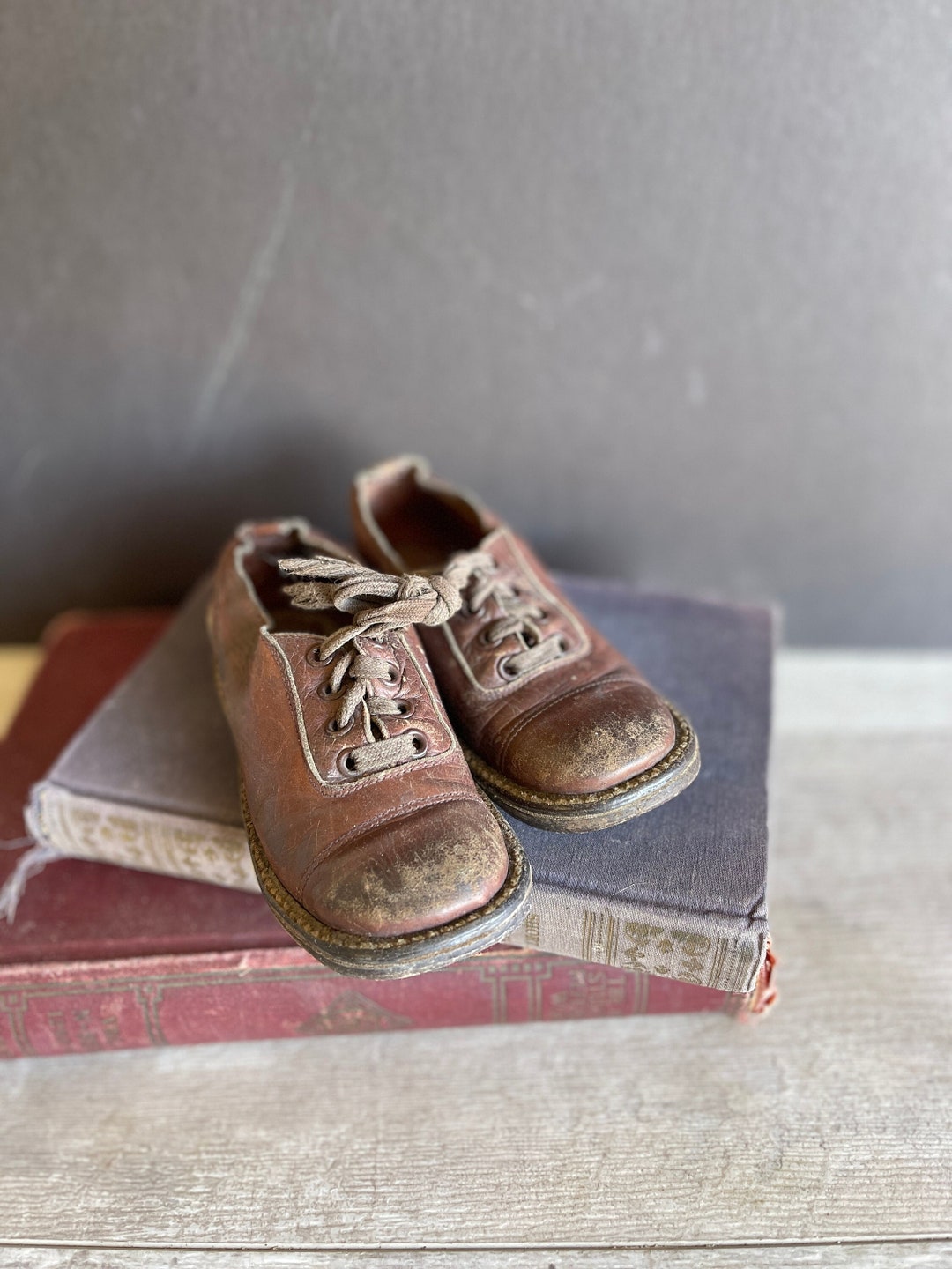 Antique Baby Shoes -brown Leather Toddler Shoes - Distressed and Old C ...