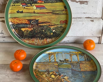 Vintage Print Van Gogh Trays - Set 2 - Sunbeam Tin - Wall Art or
