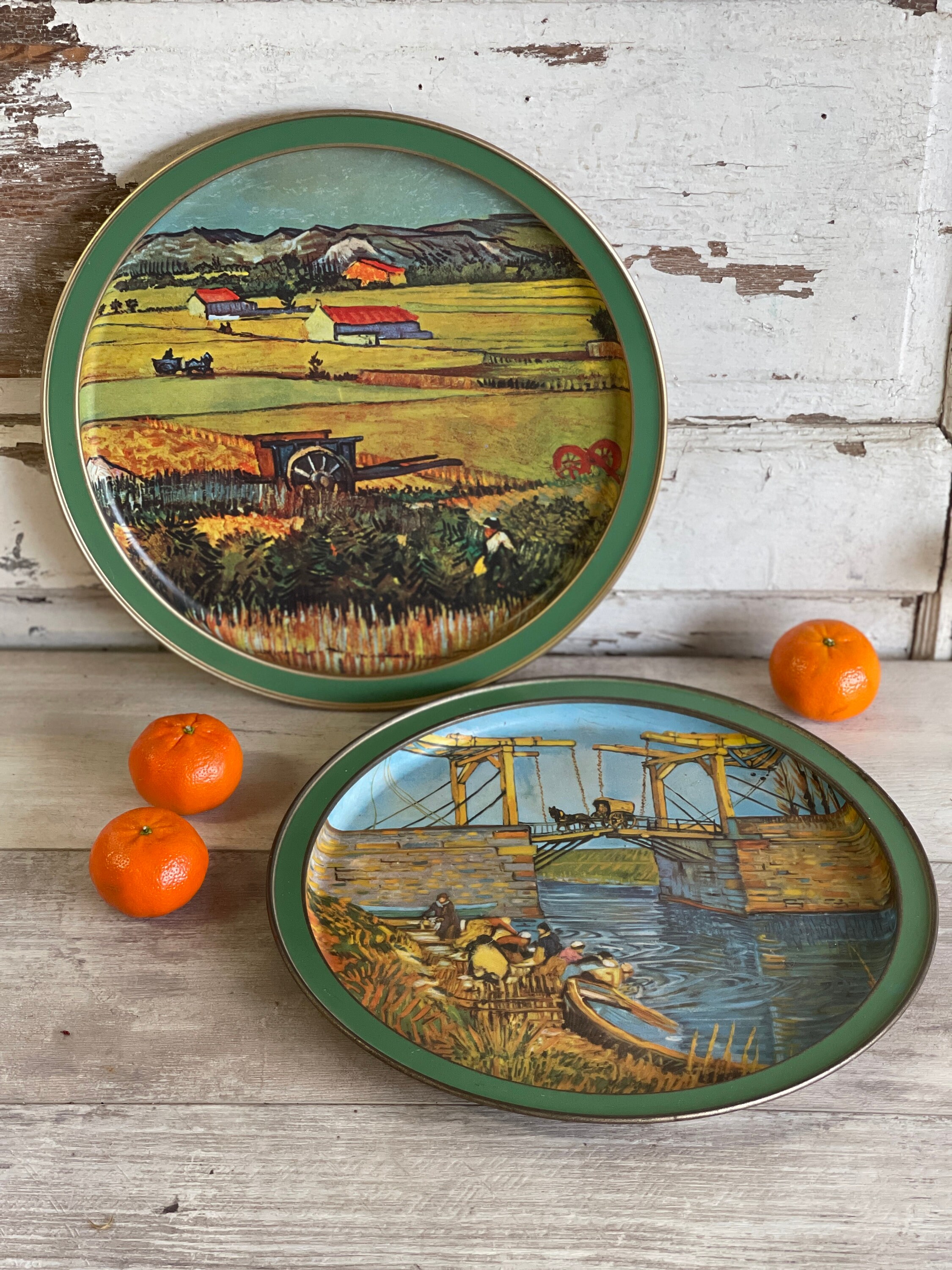 Vintage Print Van Gogh Trays - Set 2 - Sunbeam Tin - Wall Art or Vintage Print Van Gogh Trays - Set 2 - Sunbeam Tin - Wall Art or