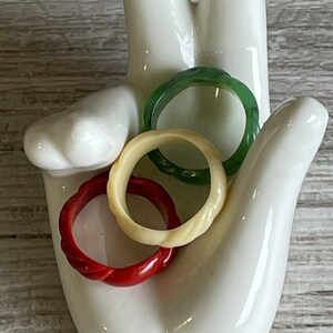 Vintage Avon Stacking Rings - Red Yellow Green Autumnal Woven Plastic ...