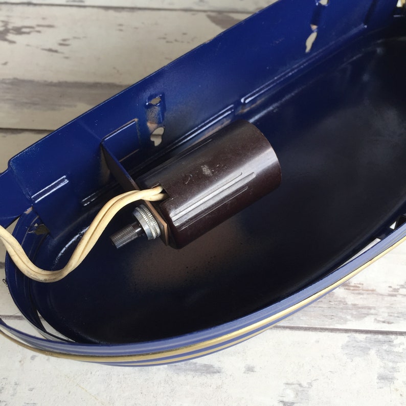 Art Deco Navy Blue and Gold Headboard Lamp Vintage Wall Mounted Sconce