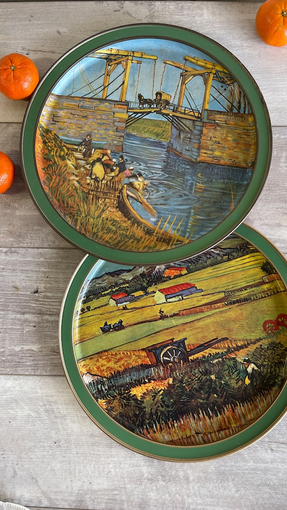 Vintage Print Van Gogh Trays - Set 2 - Sunbeam Tin - Wall Art or