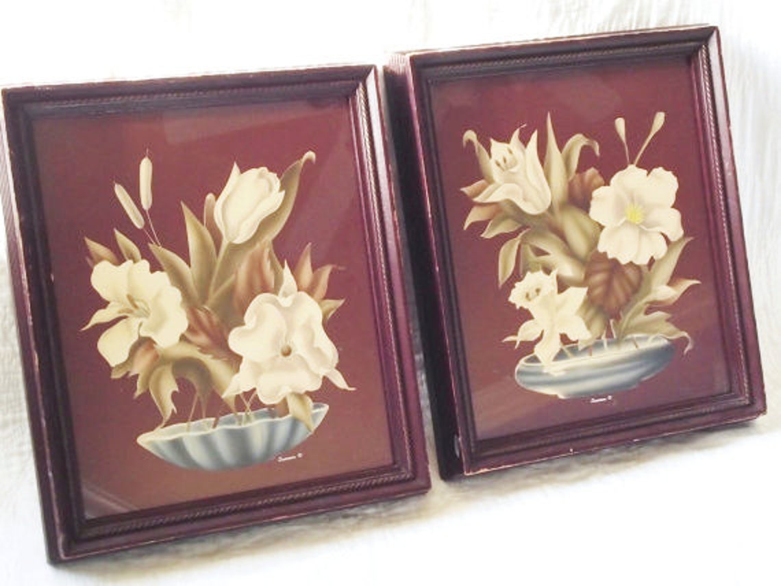 Vintage Turner Watercolor Floral Prints in Original Frames Etsy