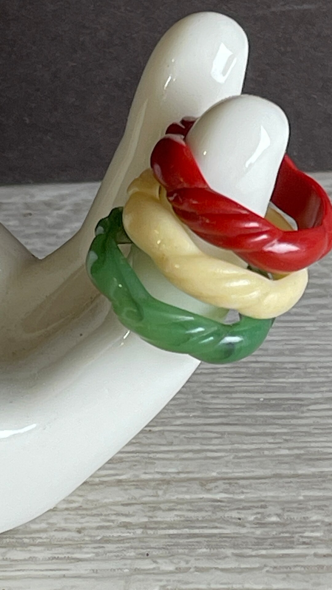 Vintage Avon Stacking Rings - Red Yellow Green Autumnal Woven Plastic ...