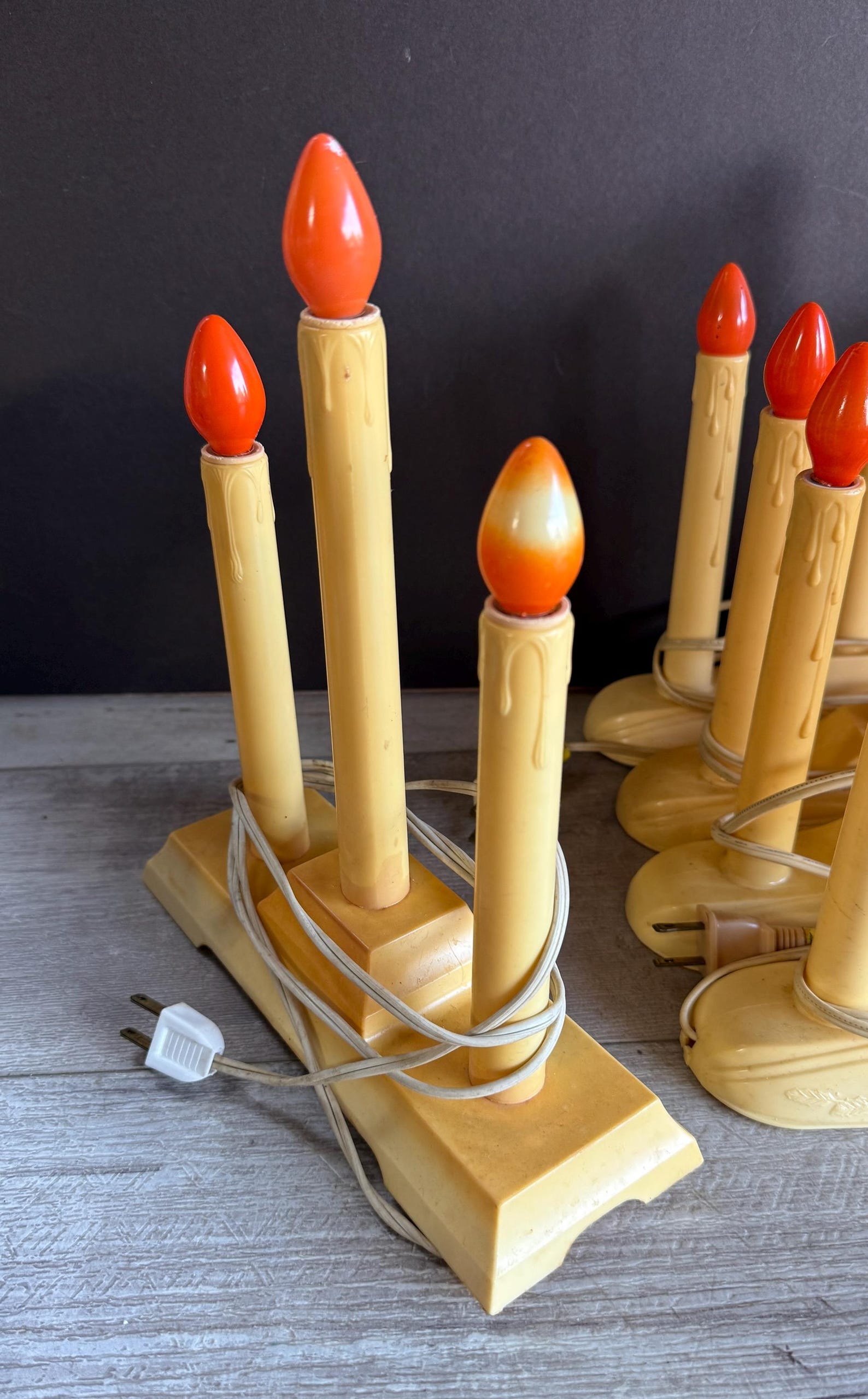 Vintage Candolier Electric Christmas Candle Lights 3 Bulb Candelabra ...