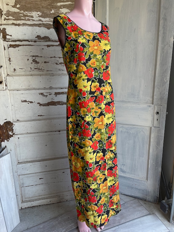 Vintage Sheath Dress - 1960s Floral Summer Cotton… - image 1