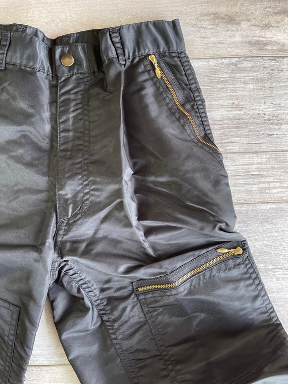 Vintage Cotler Parachute Pants Black Nylon Zipper Poc… Gem