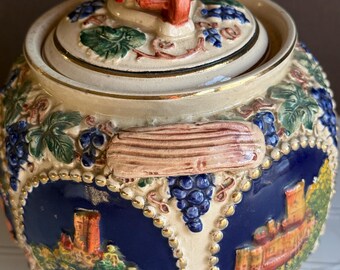 Vintage German Biscuit Jar/cookie Jar - Handgemalt Gertz Hand