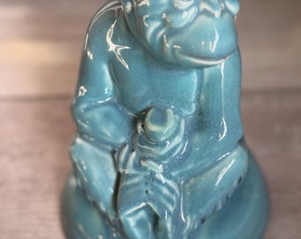 Vintage Blue Pottery Statue Beswick Pottery Chimpanzee Monkey #397