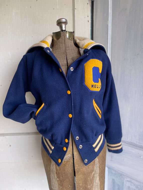 Vintage Varsity Jacket Blue and Gold, Retro Athle… - image 1