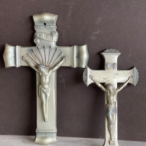 Vintage Metal Crucifix Coffin Plates - Parsons and Victor - Choice of Size