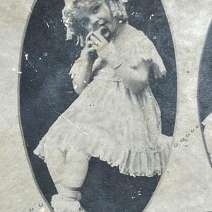 Antique Tin Oval Frame - Five Senses - Little Girl Photo Collage image 5
