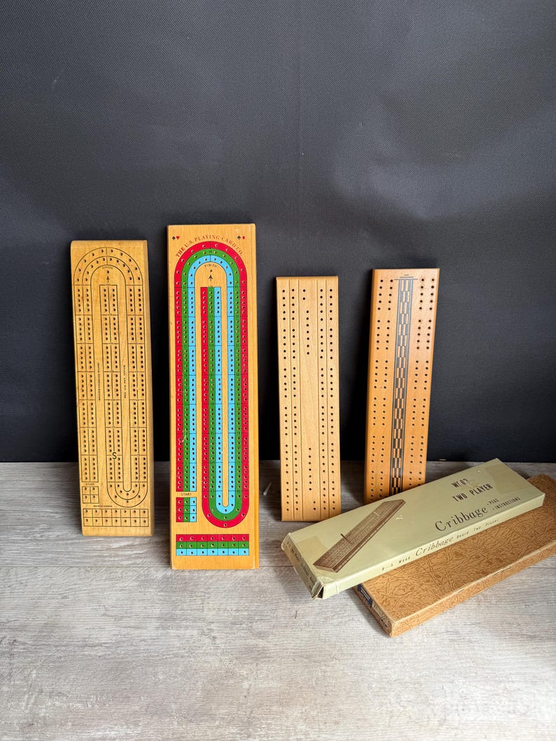 Vintage Cribbage Board - Bicycle 3 Track - NO PEGS image 17