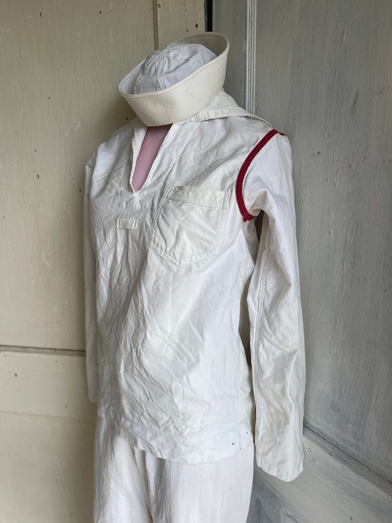 Vintage White Navy Uniform Cracker Jack Sailor Cotton High - Etsy