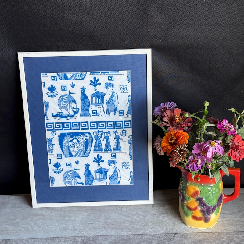 Embroided Writing Framed Embroidery Greece - Etsy