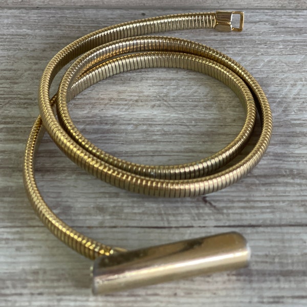 Vintage Belt Gold Stretch Skinny Small - 1970s - size 24-28 inch waist