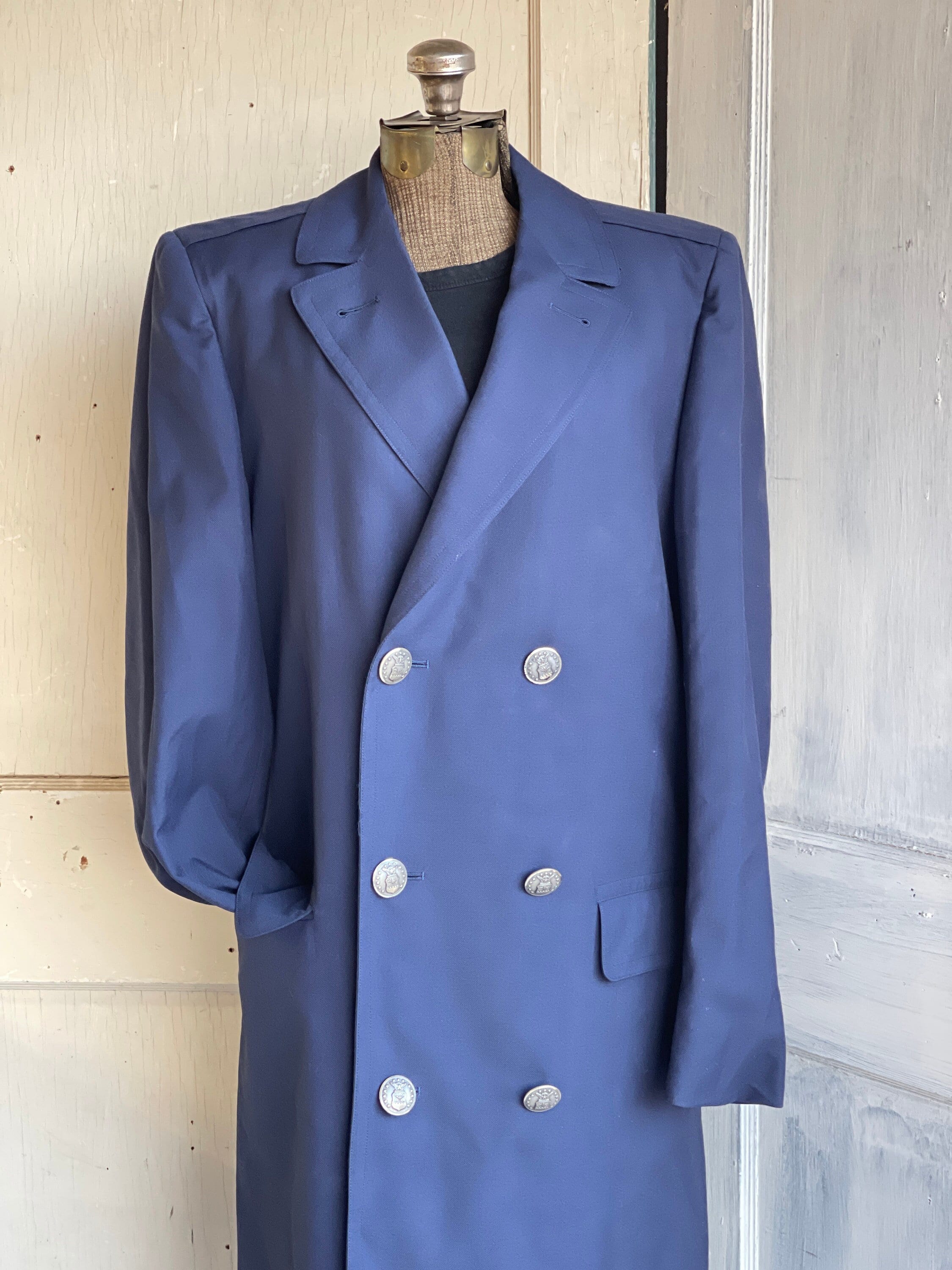 Vintage Air Force Dress Coat Overcoat 35 L Long Double Breasted