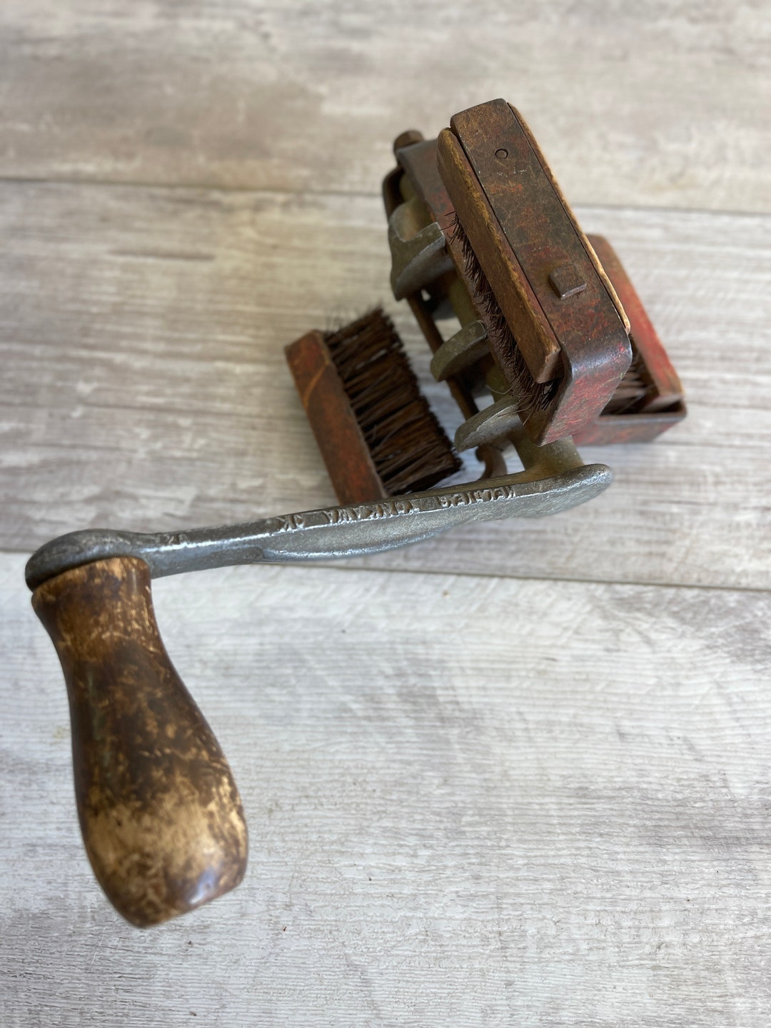 Antique Wire Brush Tool heldies Tonkawa Ok Oil Field Tool Crank Pipe