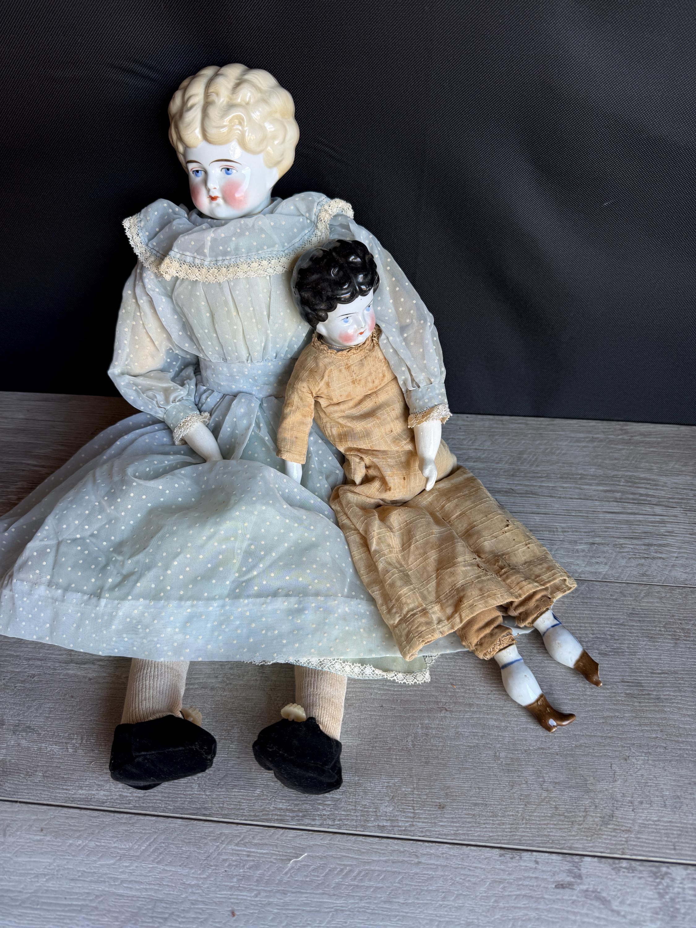 Antique Hertwig German China Head Doll C. 1890s: 15 Inch Old