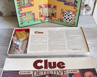 Vintage CLUE Board Game - 1980s Parker Brothers- Almost Complete - Well Loved