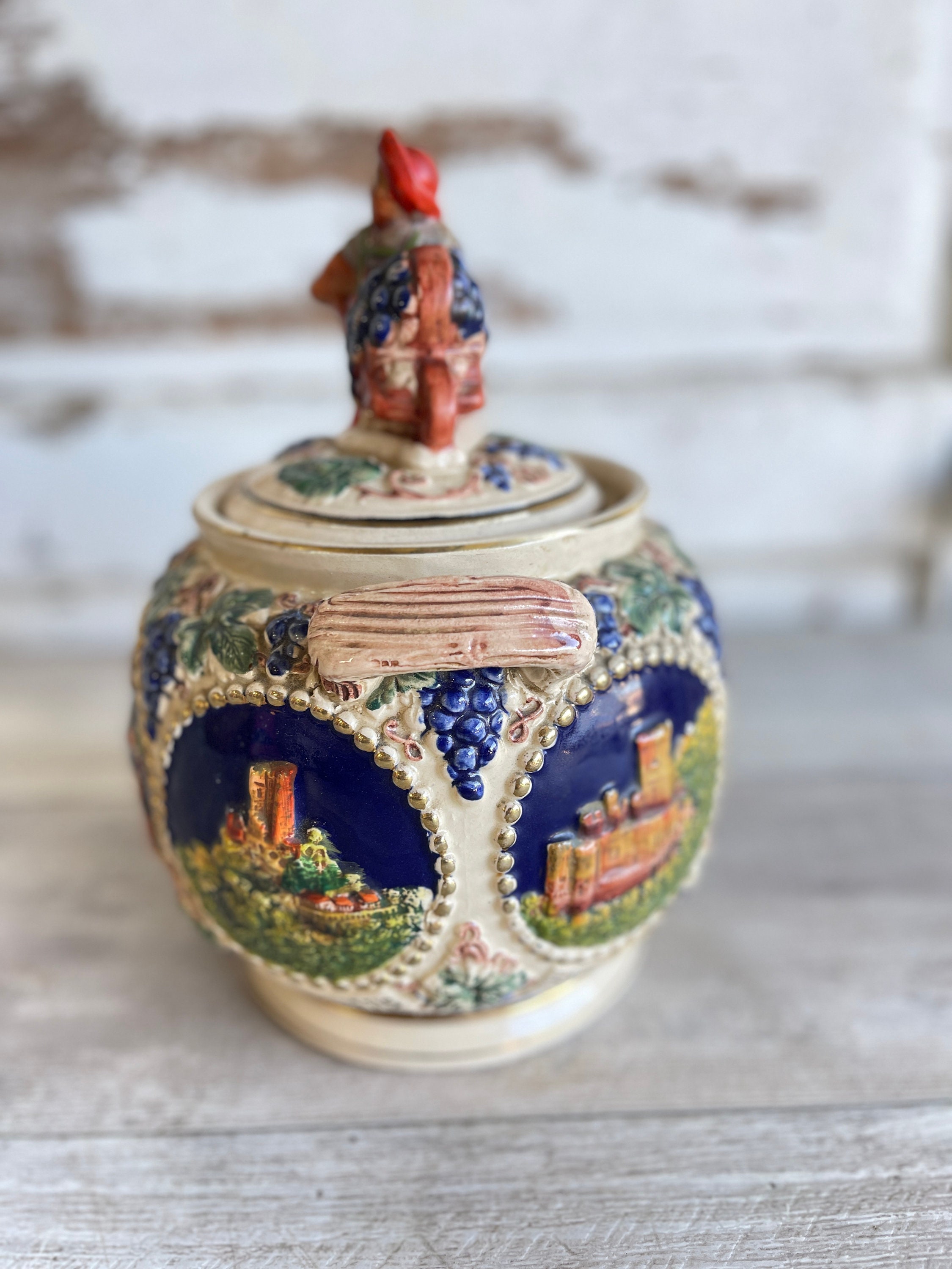 Vintage German Biscuit Jar/cookie Jar - Handgemalt Gertz Hand
