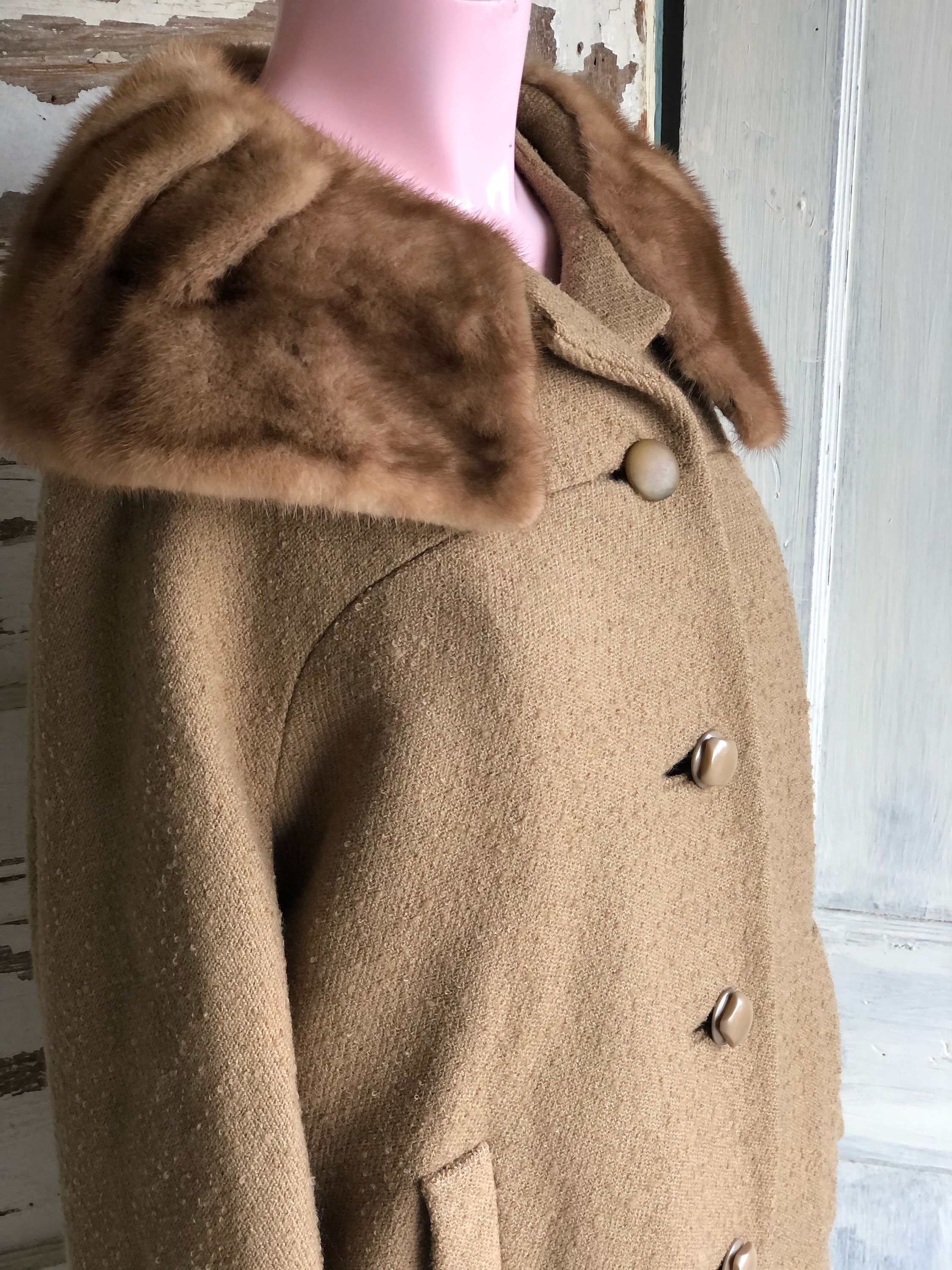 Frank Gallant New York Women's Vintage Mink Fur Collar Coat