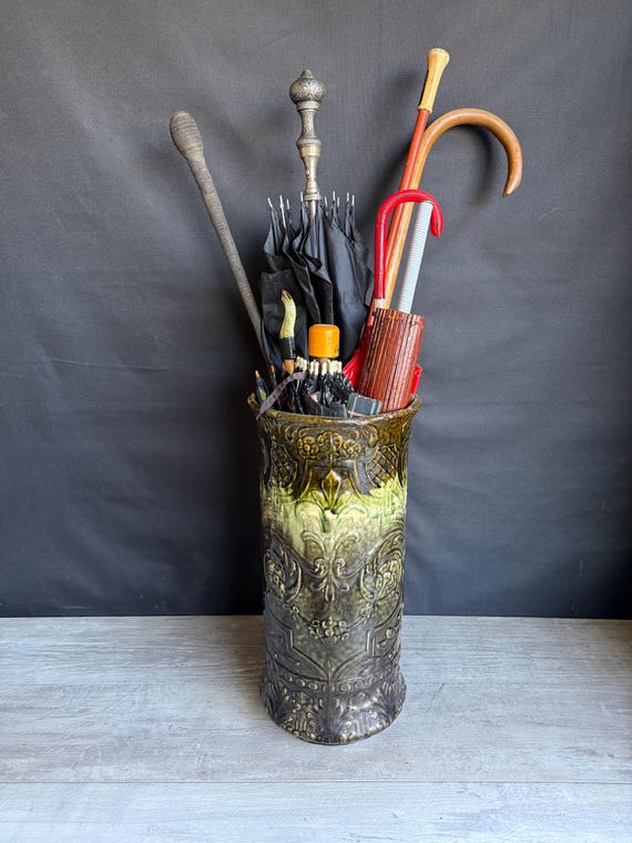 Vintage Weller Umbrella Stand - Majolica Ohio Pottery 1900s - Etsy