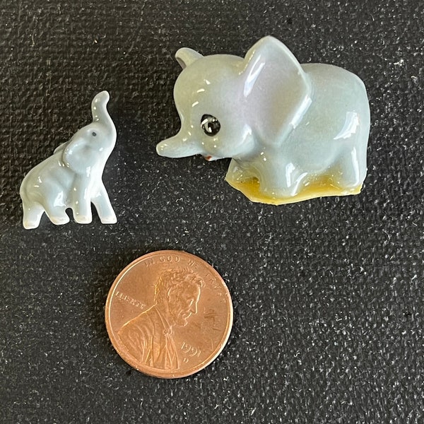 Vintage Elephant Miniature Figurines -Dumbo Bone China - Lot 2 - tiny tiny