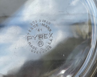 Vintage Pie Plate - Pyrex Large Clear Glass 9 Inch 909 Flat Rim